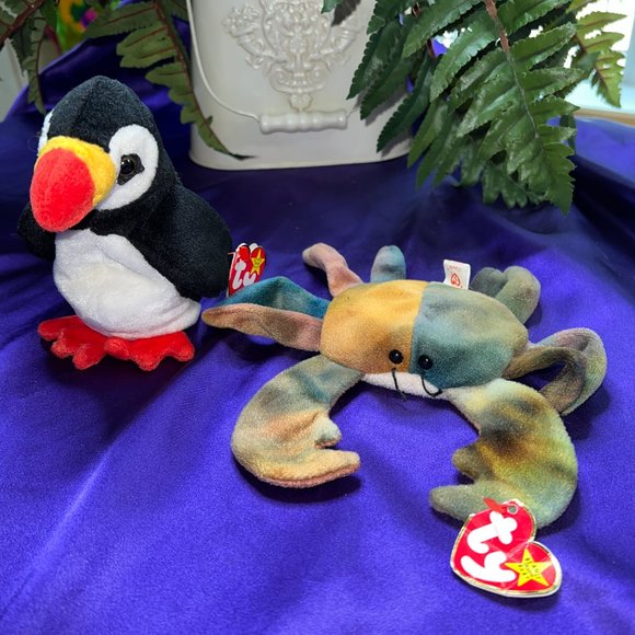 NWT & VTG📌 Ty Beanie Baby 1996  Claude the Crab &  Puffer the Penguin 1997 - Picture 4 of 16